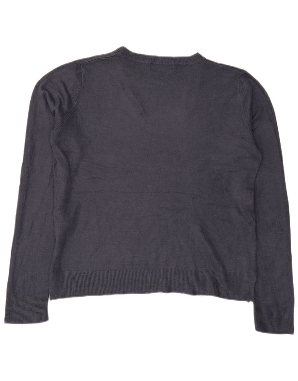Suéter feminino Marks & Spencer com gola canoa Reino Unido 14 grande azul marinho