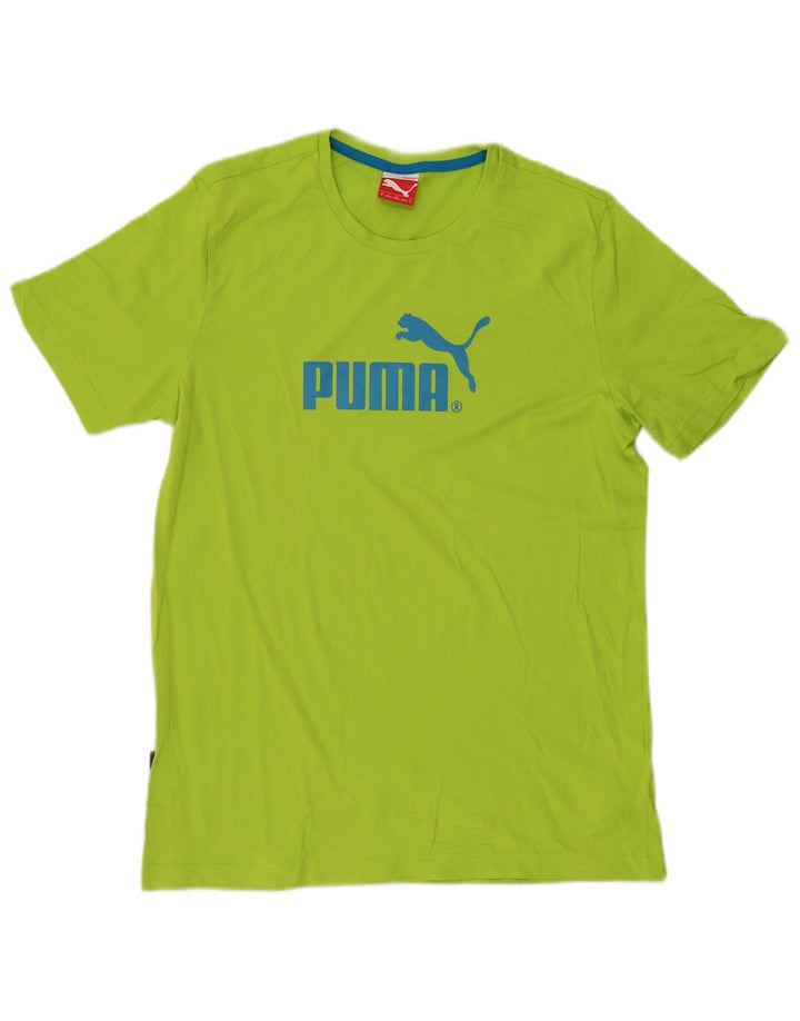Puma Mens Graphic T-Shirt Top Médio Algodão Verde