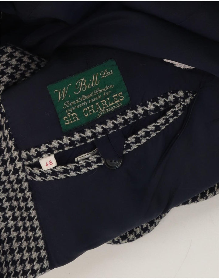Jaqueta blazer masculina de 2 botões W.Bill London IT 48 cinza médio Houndstooth