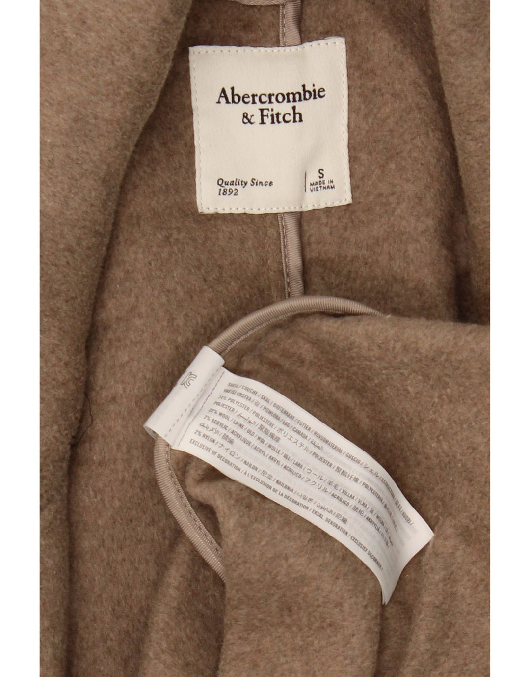 Sobretudo feminino Abercrombie & Fitch UK 10 pequeno poliéster bege