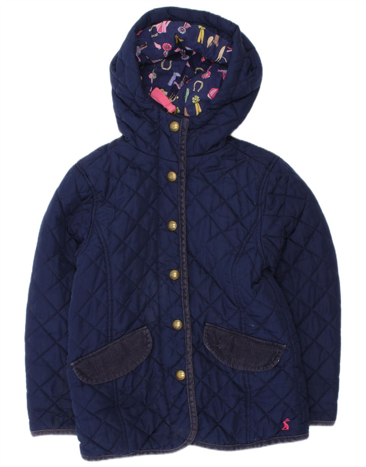 Jaqueta acolchoada com capuz para meninas Joules 5-6 anos poliéster azul marinho