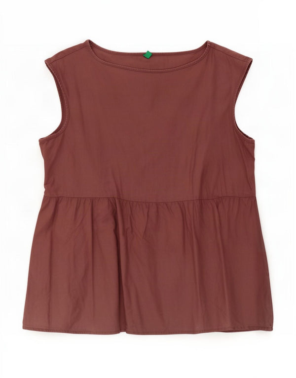 Blusa feminina sem mangas Benetton UK 14 algodão rosa médio