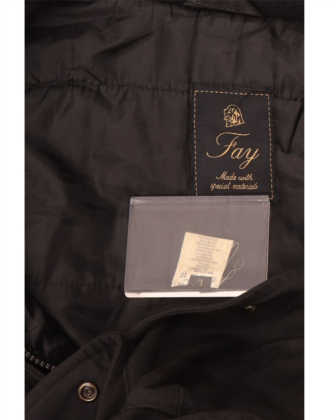 Jaqueta utilitária masculina FAY UK 40 grande algodão preto