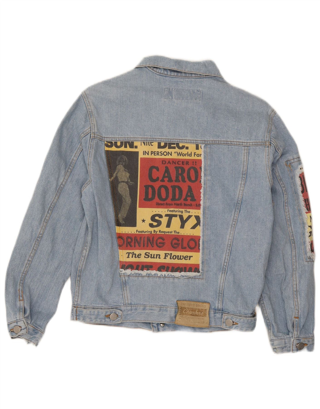 Jaqueta jeans feminina Chambers Graphic UK 12 algodão azul médio