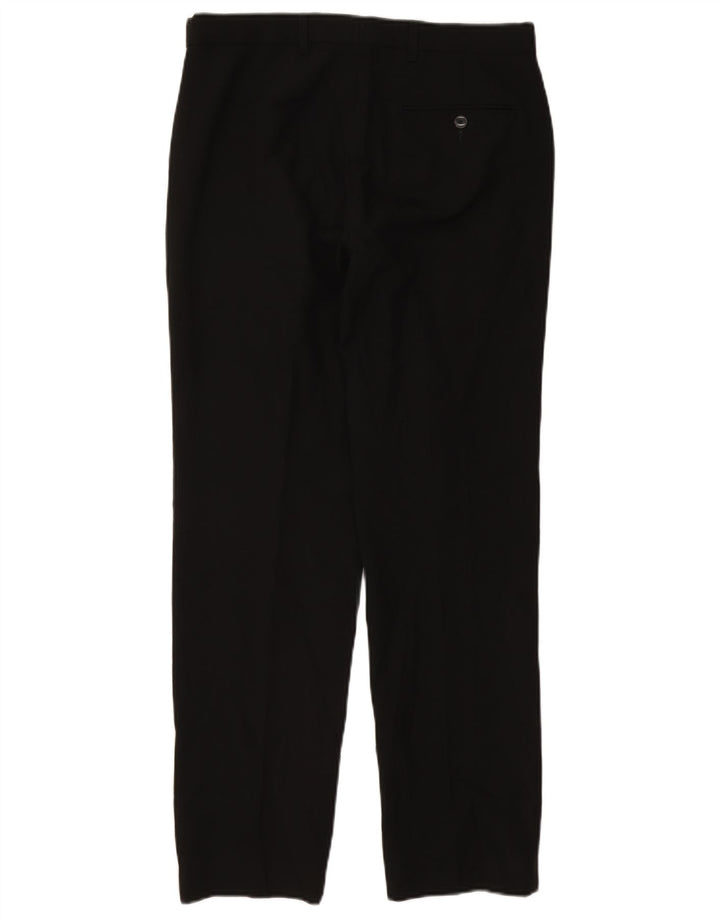 Calça masculina de terno reto Marks & Spencer W32 L31 poliéster preto