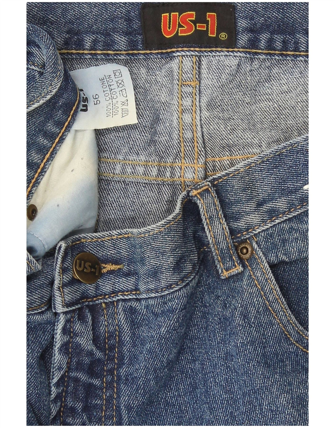 Jeans retos masculinos vintage W38 L33 algodão azul