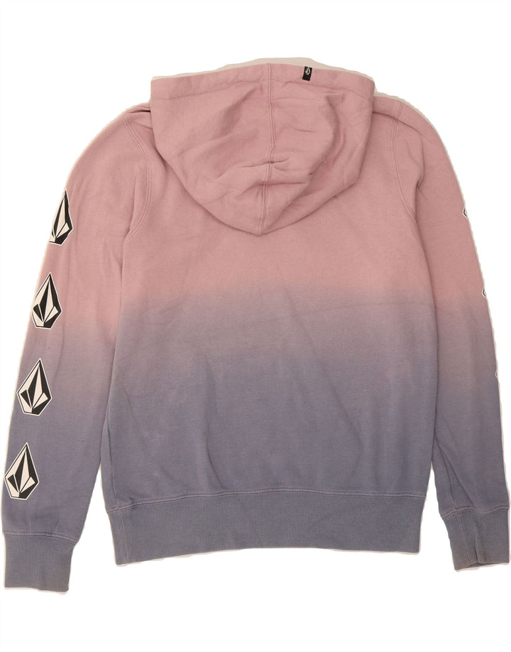 VOLCOM Womens Graphic Hoodie Jumper US 4/6 Small Pink Colourblock Cotton Vintage Volcom and Second-Hand Volcom from Messina Hembry 