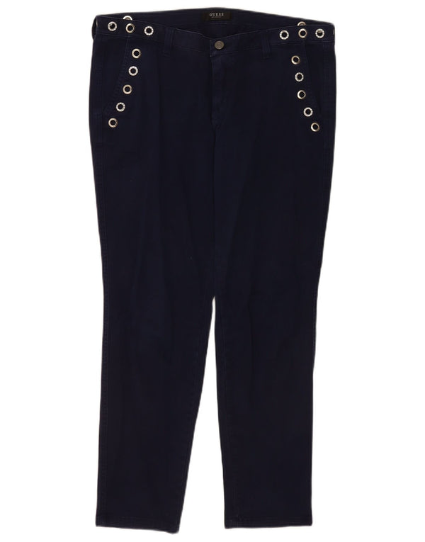 Guess Calça Chino Feminina Cintura Baixa Slim W31 L27 Azul Marinho Algodão