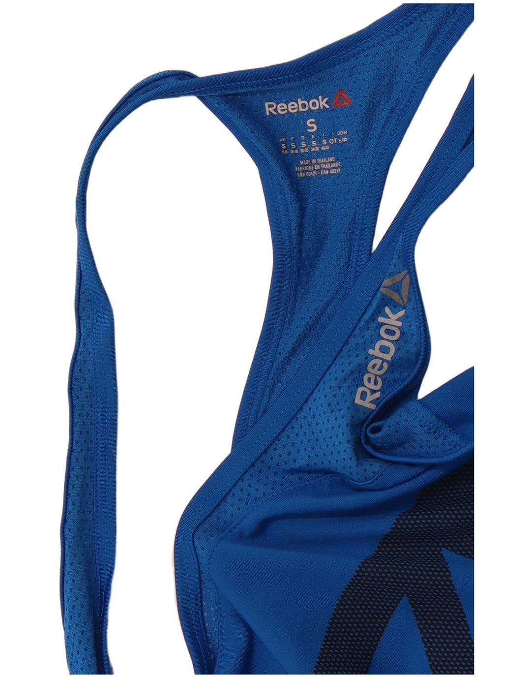 REEBOK Womens Graphic Vest Top UK 8/10 Pequeno Azul Esportes