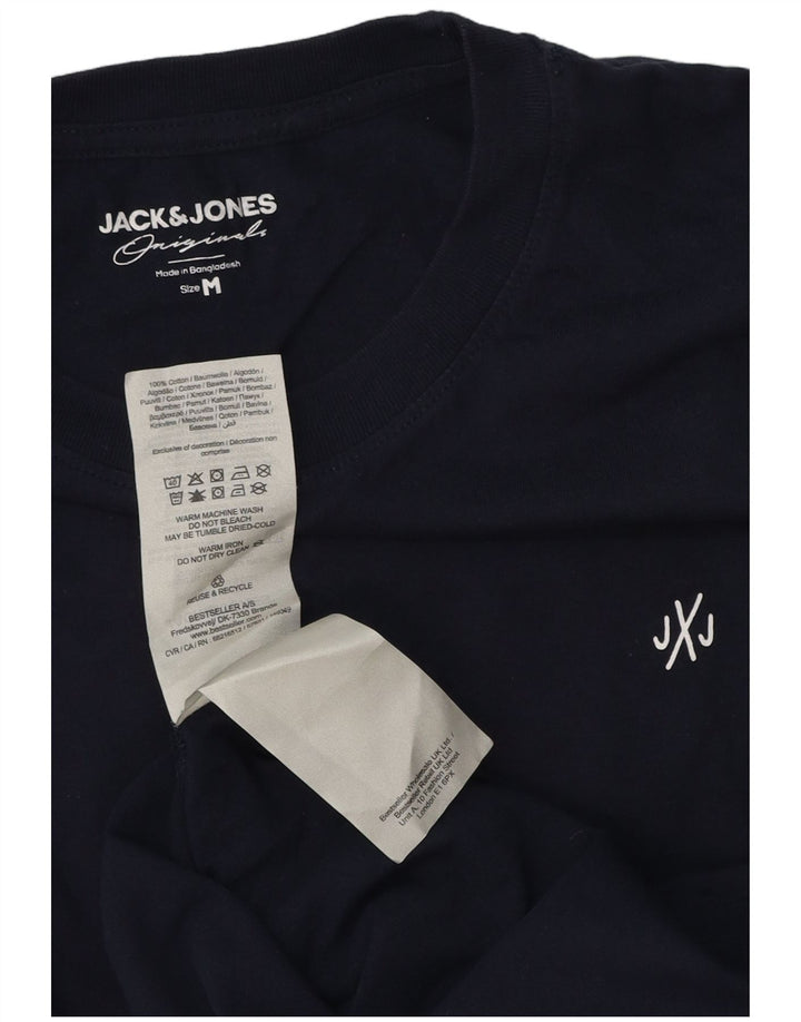 Camiseta gráfica masculina Jack & Jones Top médio algodão azul marinho