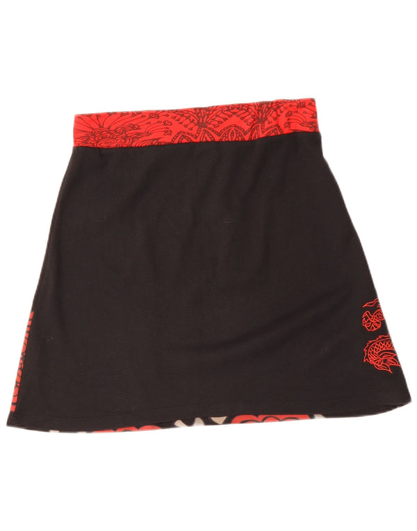 DESIGUAL Saia feminina evasê média W30 algodão floral preto