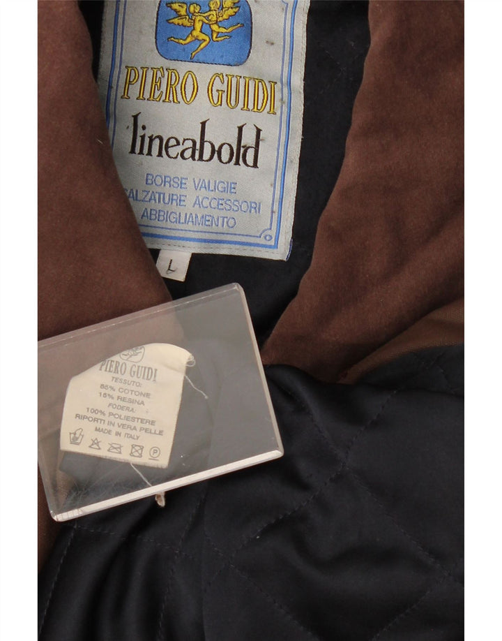 Jaqueta masculina de algodão encerado PIERO GUIDI Reino Unido 40 grande algodão marrom