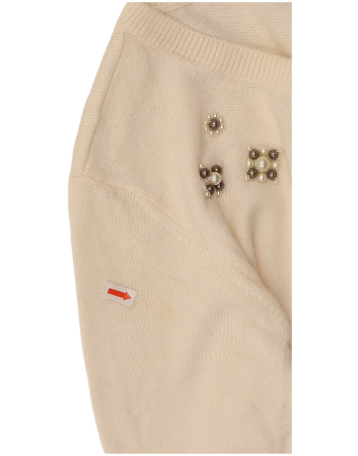 Suéter feminino MARKS & SPENCER com gola canoa Reino Unido 14 grande off white