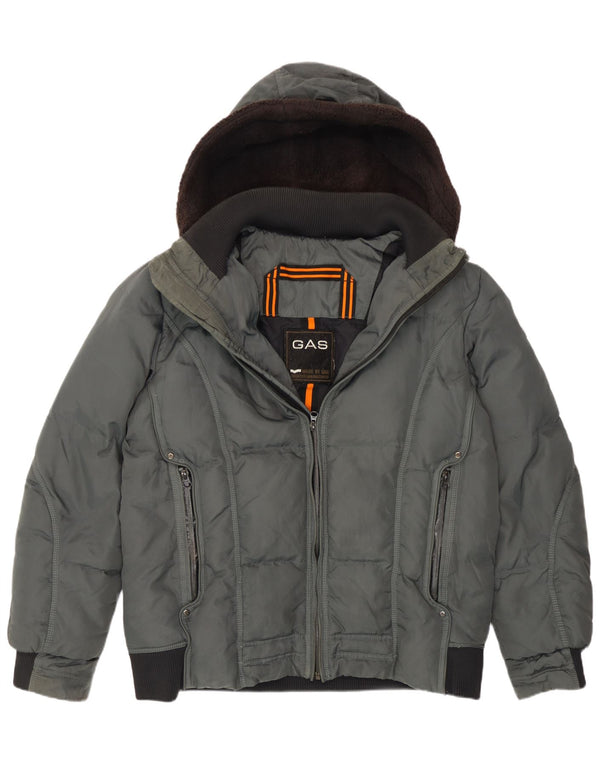 Gas Mens Hooded Bomber Padded Jacket UK 40 Grande Poliamida Cinza