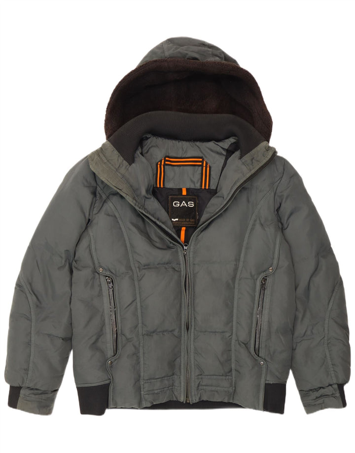 Gas Mens Hooded Bomber Padded Jacket UK 40 Grande Poliamida Cinza