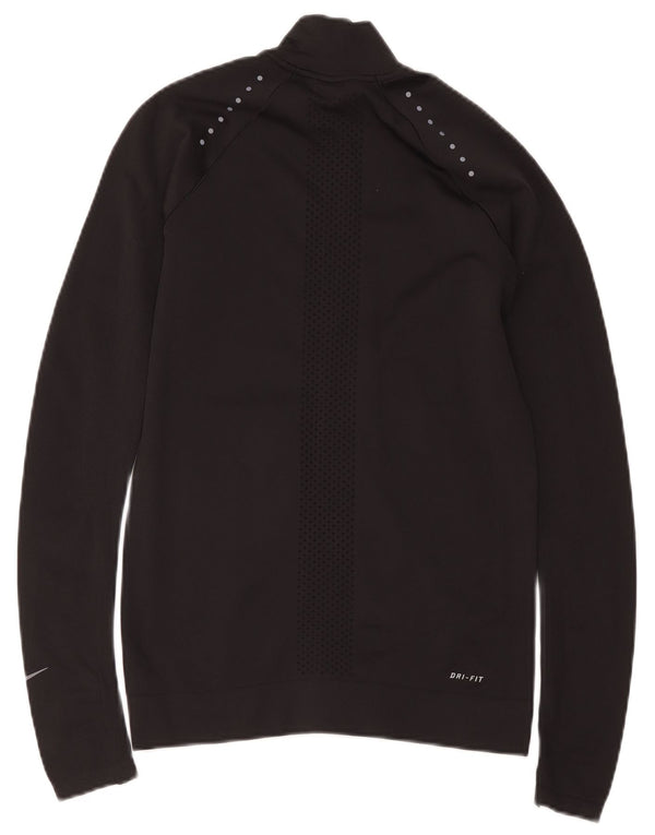 Nike Womens Dri Fit Tracksuit Top Jacket UK 10 Pequeno Preto Nylon