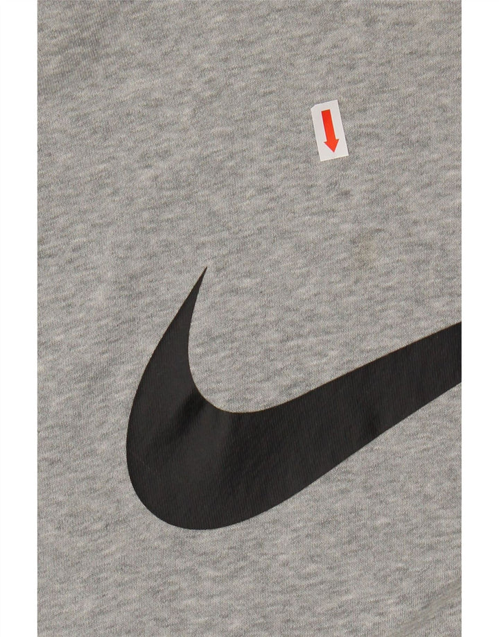 Suéter com capuz gráfico masculino Nike médio cinza algodão manchado