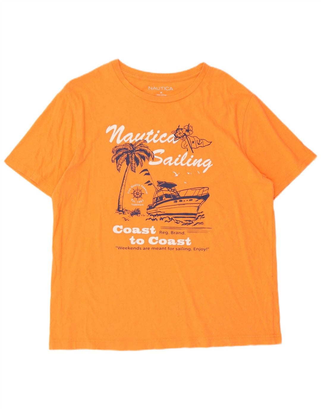Camiseta masculina gráfica Nautica Top médio algodão laranja