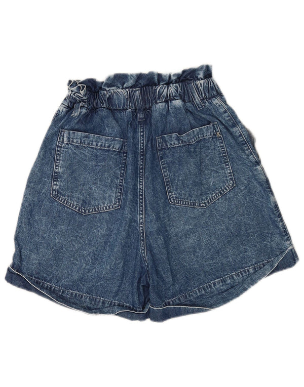 Shorts jeans feminino de cintura alta Replay W26 pequeno algodão azul