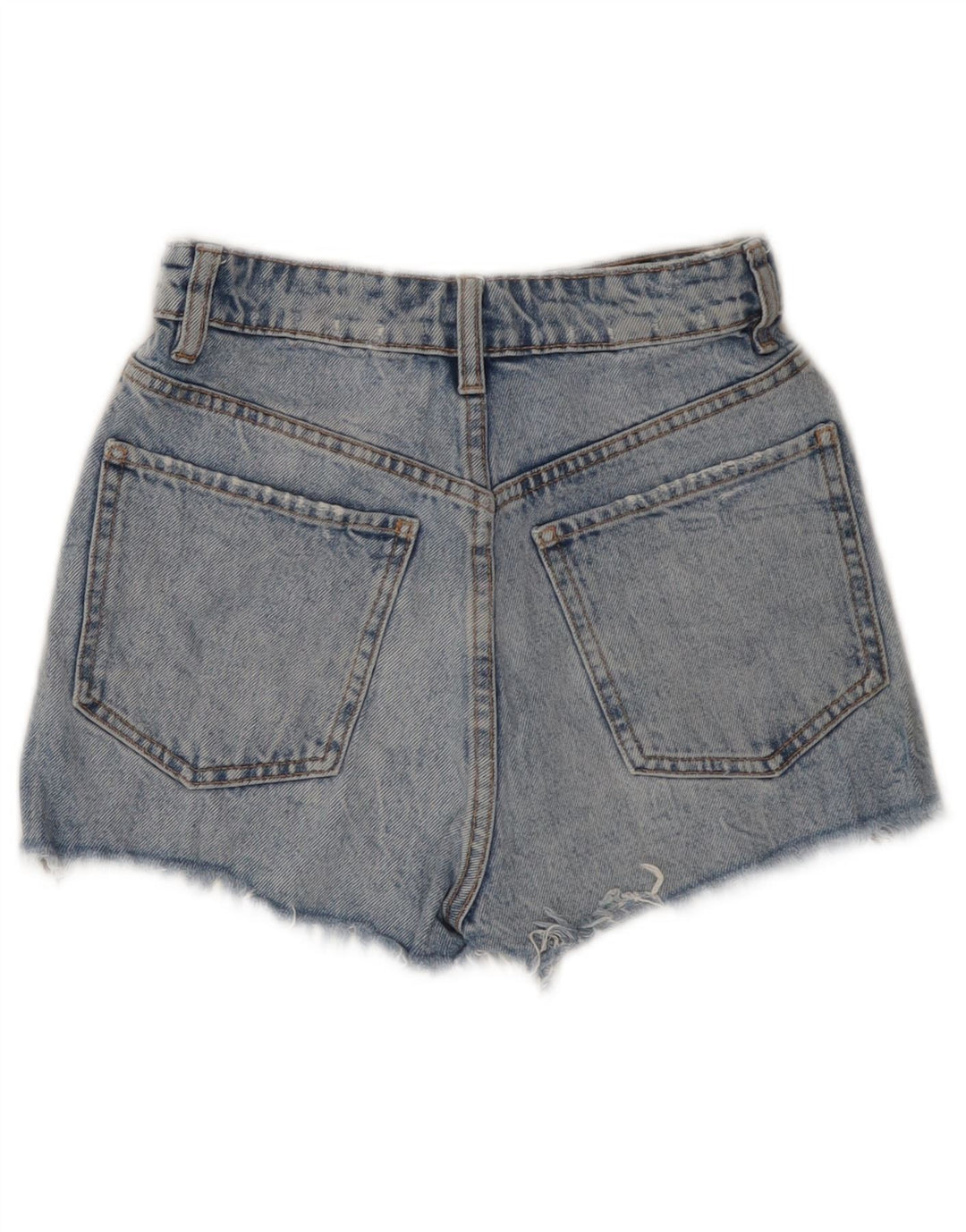 ZARA Shorts jeans feminino desgastado EUA 0 XS W22 azul
