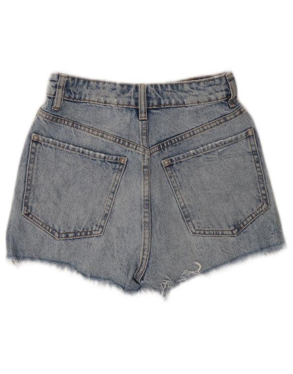 ZARA Shorts jeans feminino desgastado EUA 0 XS W22 azul