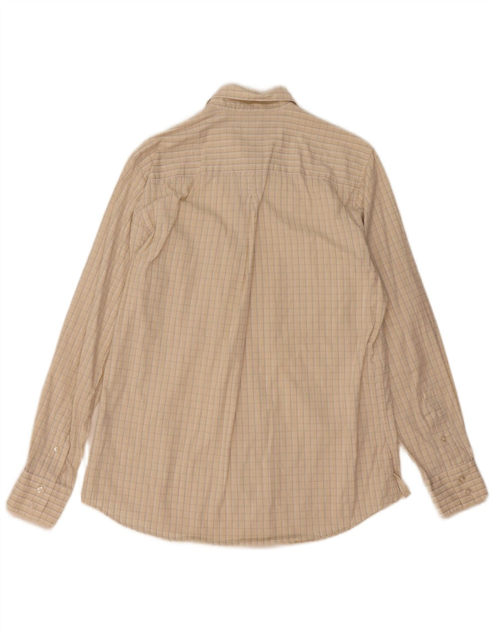 Camisa masculina Timberland pequena xadrez bege algodão