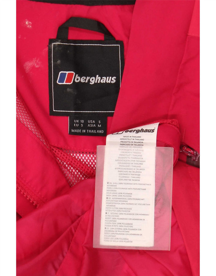 Jaqueta de chuva feminina com capuz Berghaus UK 10 pequena poliamida rosa