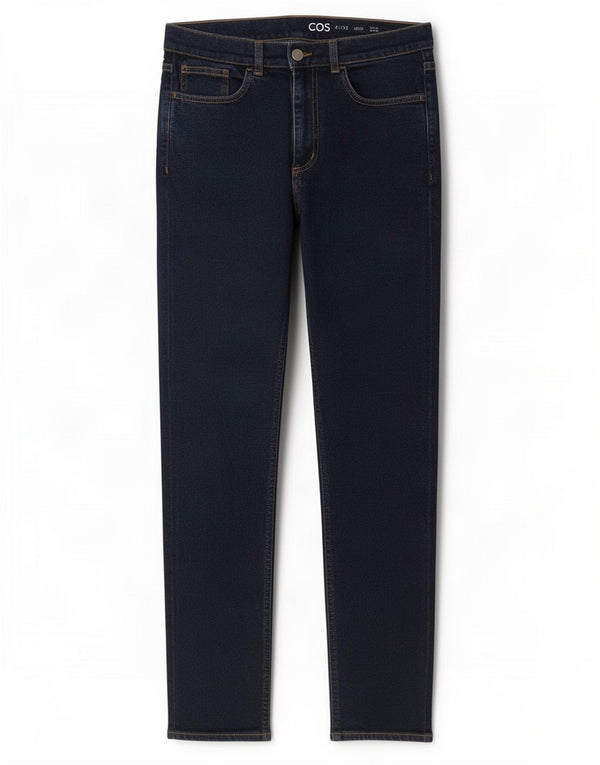 Cos Mens Mid Rise Slim Jeans W31 L32 Azul Marinho Algodão