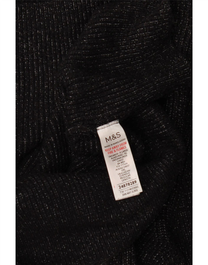 Suéter masculino Marks & Spencer com gola redonda XL azul marinho manchado