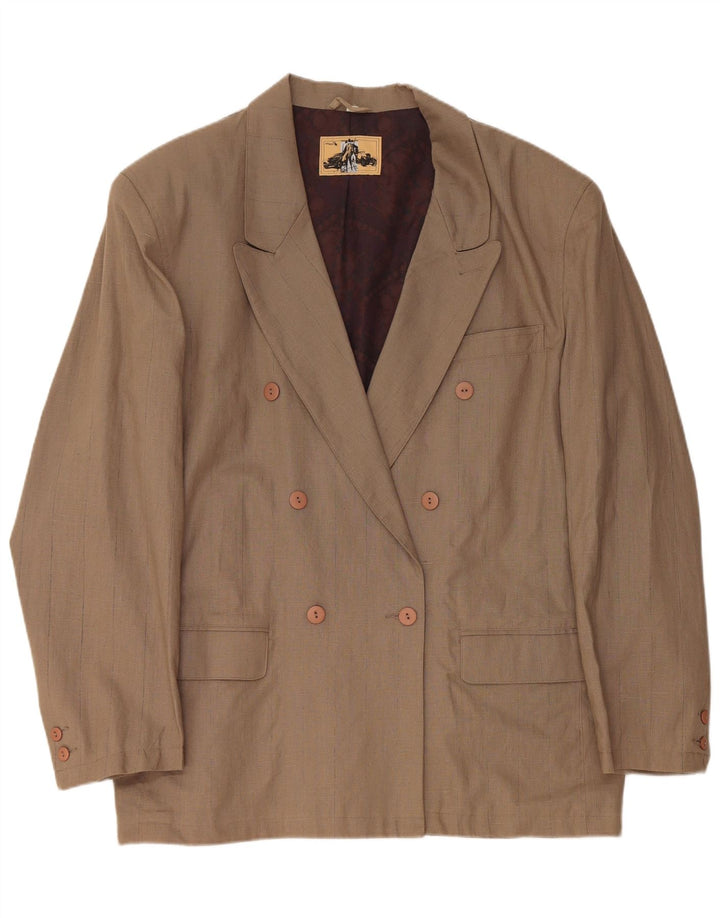 Jaqueta blazer masculina VINTAGE com peito duplo EU 56 3XL linho marrom