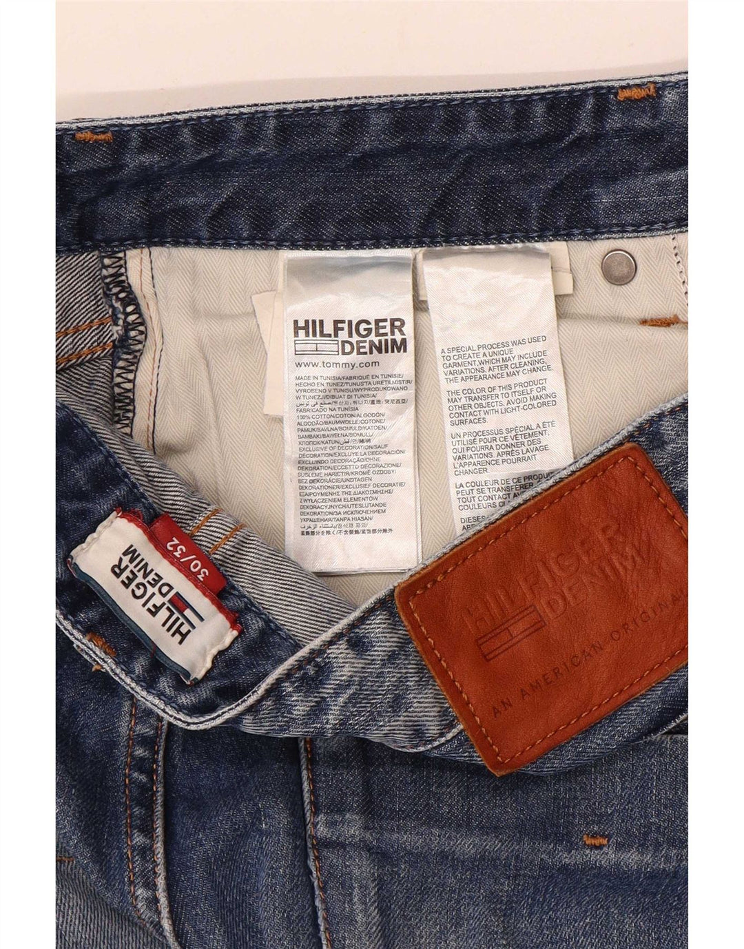 Tommy Hilfiger Masculino Slim Jeans W30 L32 Azul Algodão