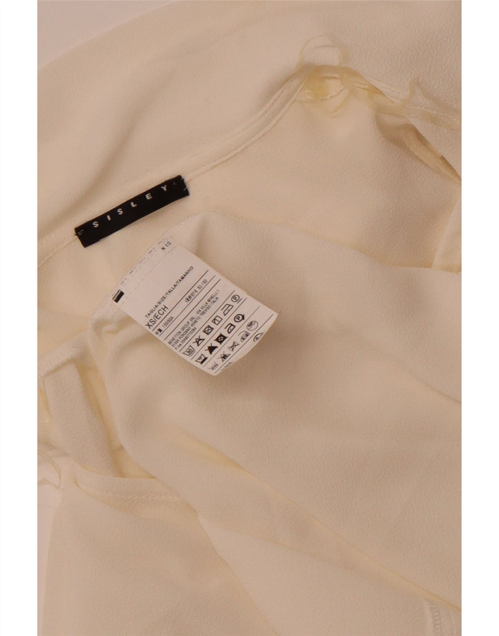 Blusa feminina Sisley com amarração frontal e ajuste solto Reino Unido 6 XS off white poliéster