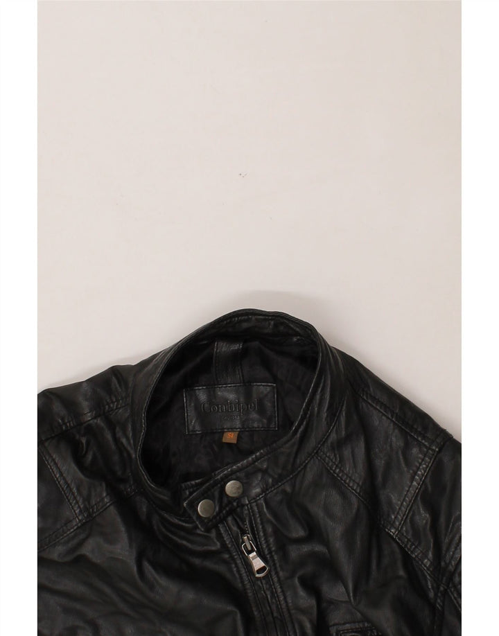 CONBIPEL Mens Leather Jacket IT 54 2XL Black Leather Vintage Conbipel and Second-Hand Conbipel from Messina Hembry 
