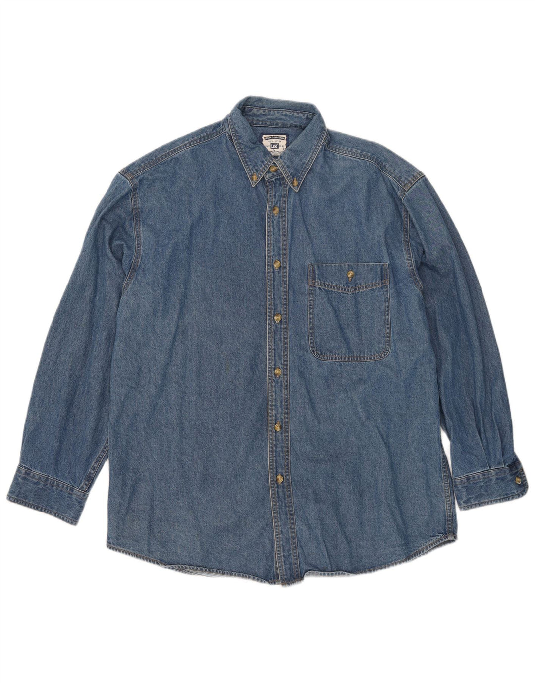 Lee Camisa jeans masculina gráfica grande algodão azul