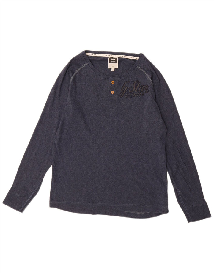 Top gráfico masculino G-STAR manga comprida grande algodão azul marinho