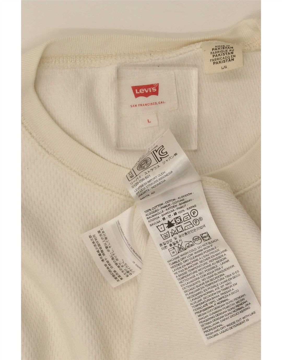 Top masculino Levi's manga comprida grande algodão branco