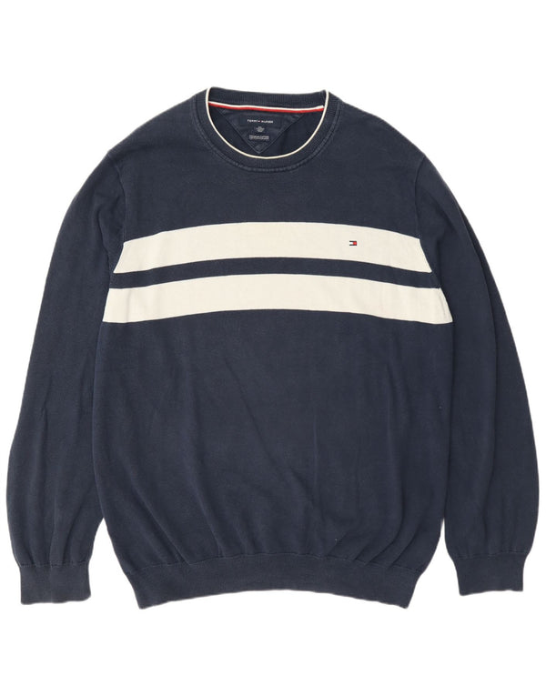 Suéter masculino Tommy Hilfiger com gola redonda 2XL azul marinho colorblock