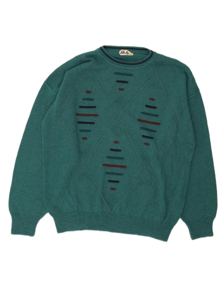 Suéter masculino VINTAGE com gola redonda IT 52 verde grande