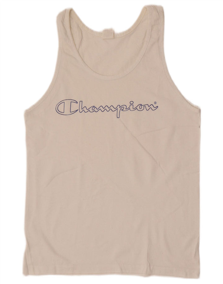 Camiseta masculina gráfica Champion pequena branca