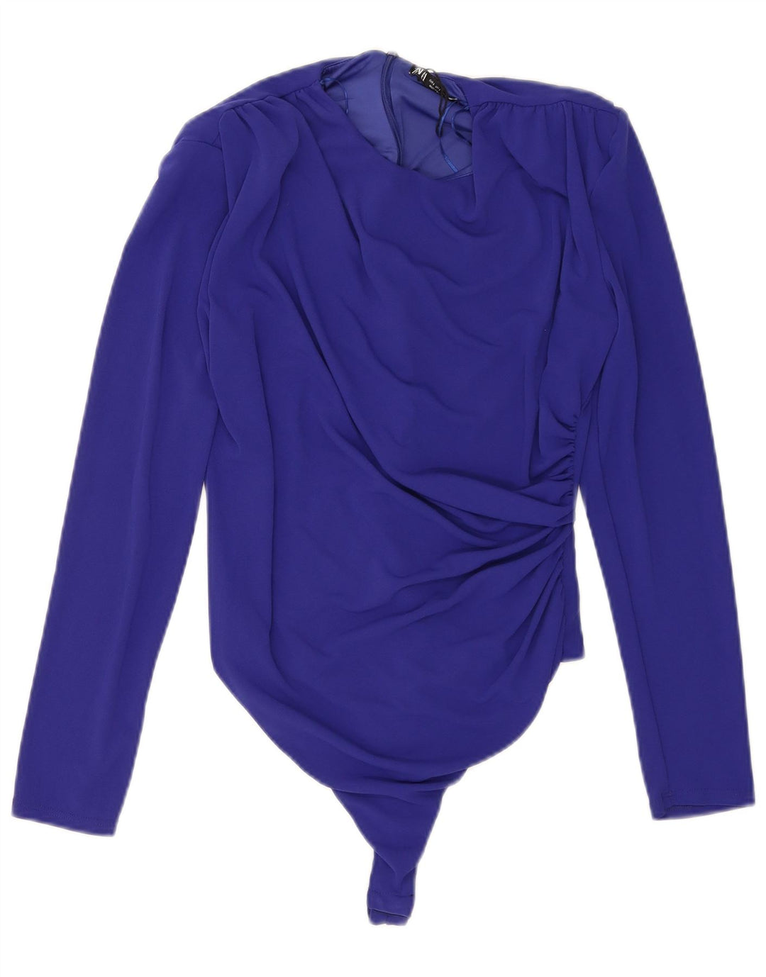 Macacão feminino de manga comprida Zara UK 14 grande poliéster azul marinho