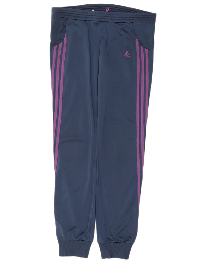 ADIDAS Calças de treino femininas joggers UK 10 pequeno azul marinho poliéster