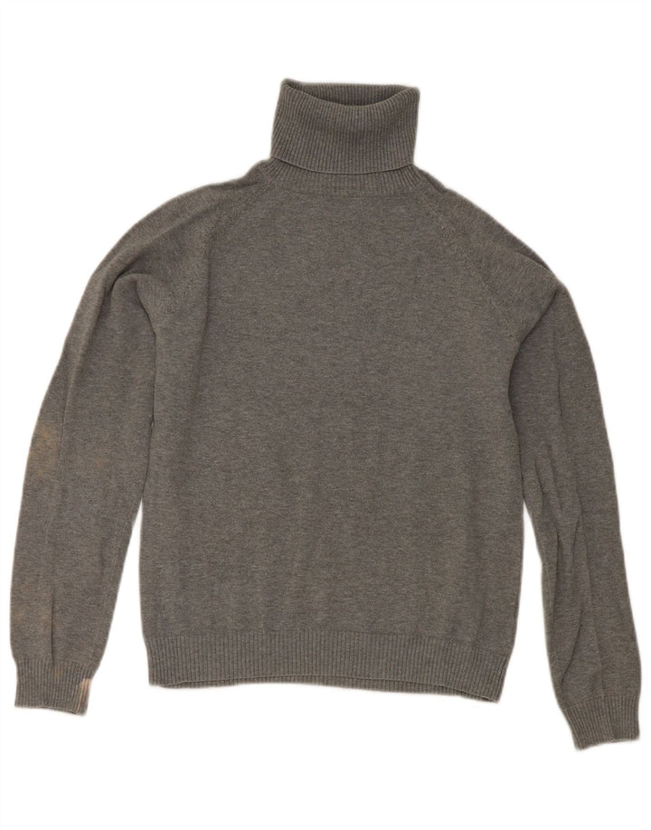 Zara Suéter feminino cropped com gola redonda Reino Unido 12 cinza médio