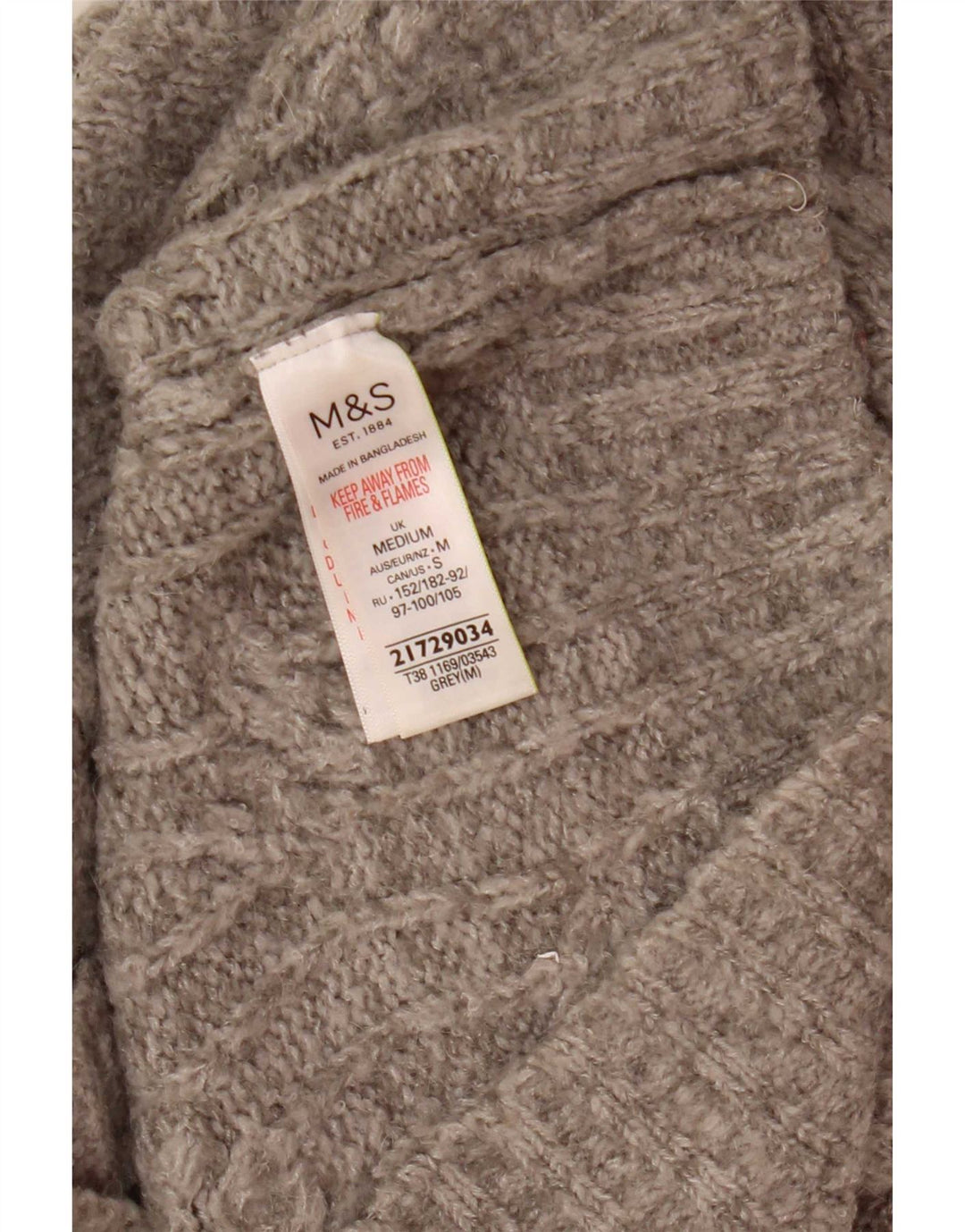 Suéter feminino Marks & Spencer com gola redonda grande Reino Unido 14 cinza médio