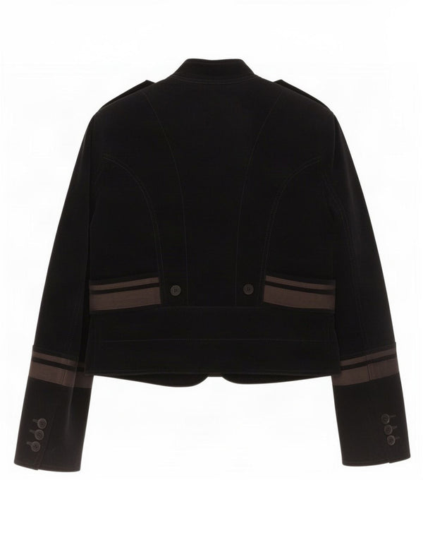 Jaqueta militar feminina Zara UK 14 grande algodão colorblock azul marinho