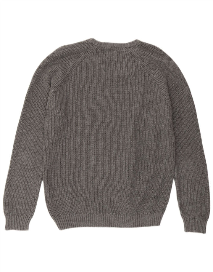 Zara Suéter masculino com gola redonda e algodão cinza médio