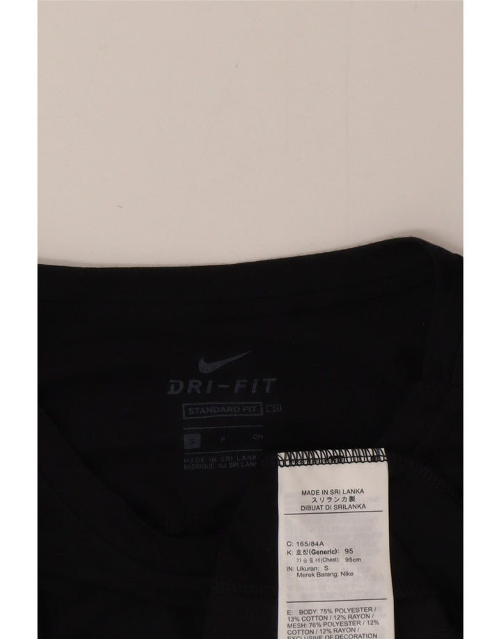 Camiseta masculina Nike Dri Fit Standard Fit gráfica top pequeno preto poliéster