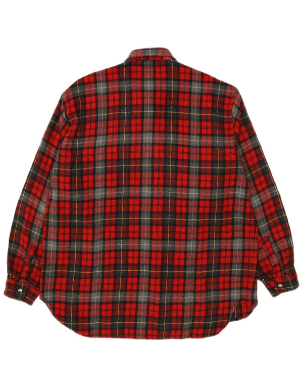 Camisa masculina de flanela Brugi grande acrílico xadrez vermelho