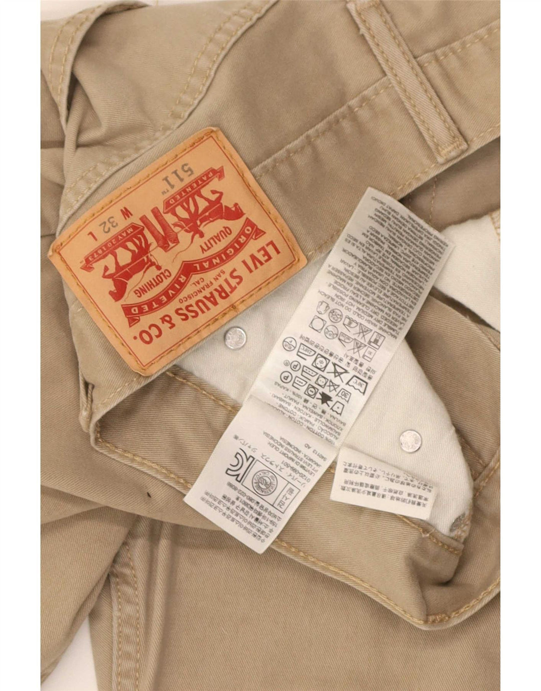 Shorts masculino Levi's 511 casual W32 médio bege algodão