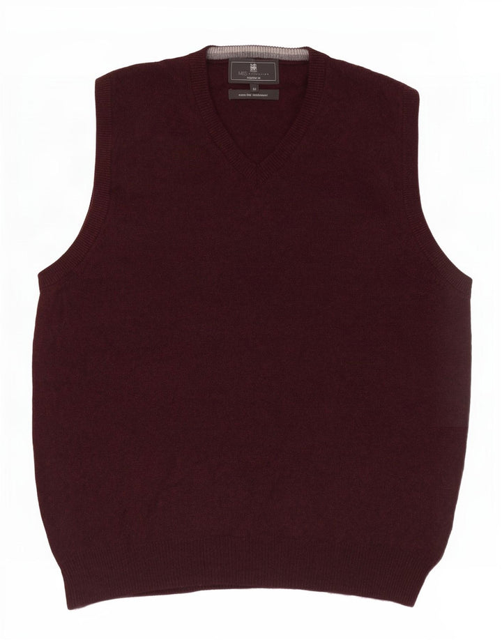 Regata masculina Marks & Spencer de ajuste regular com colete médio de lã cor de vinho