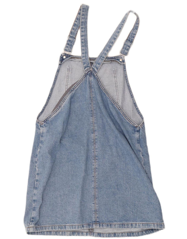 Vestido Dungaree feminino Topshop Reino Unido 12 algodão azul médio